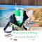 A 40 ounce tumbler is pictured in a water bottle bag, while the interior layer of waterproof canvas is turned out to display the canvas.